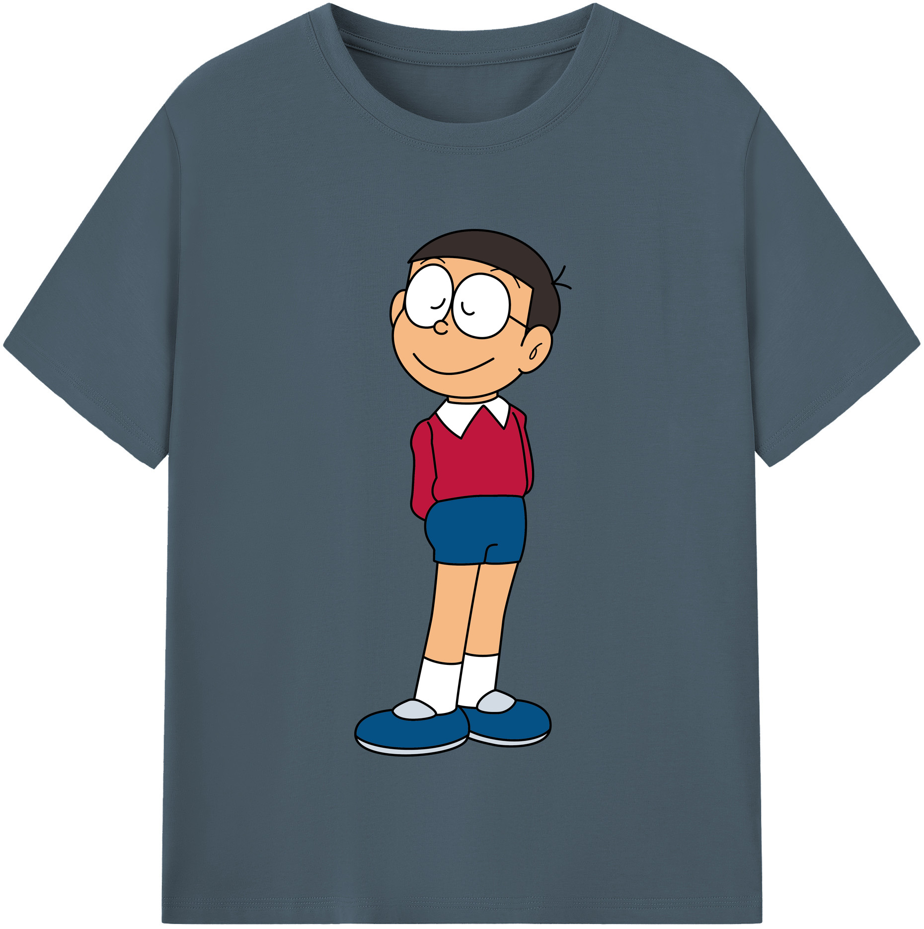 （画像用） ドラえもん 野比 のび太 Doraemon Nobita Nobi 綿100％半袖Tシャツ（フロントプリント）
